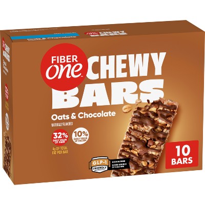 Fiber One Oats & Chocolate Chewy Bars - 10ct/14.1oz: No Artificial Flavors, Low Sodium, Whole Grain