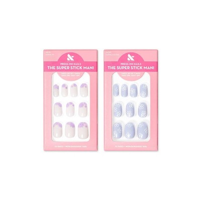 Olive & June Press-On Nails - Floral Pack - Floral Tip/Floral Doodle - 64ct/2pk