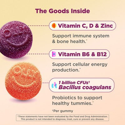 OLLY Kids' Multivitamin + Probiotic Gummies - Berry Punch