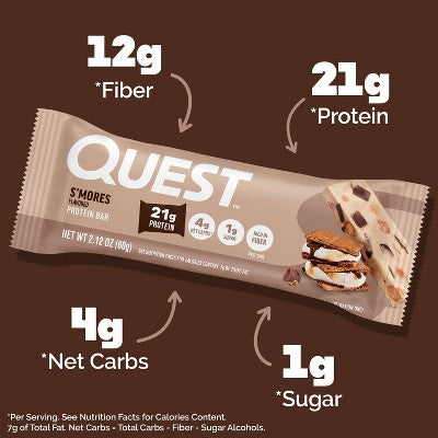 Quest Nutrition S'mores Whey Protein Bars - 21g Protein - 4ct