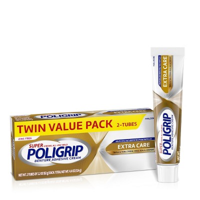 Poligrip Extra Care Denture Adhesive Creams - 2.2oz/2ct