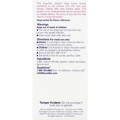 Little Remedies Saline Spray and Drops, Safe for Newborn Babies - 1 fl oz