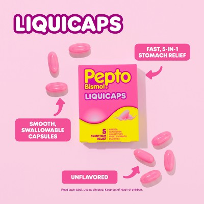 Pepto-Bismol 5 Symptom Stomach Relief - Liquicaps