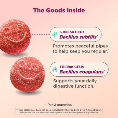 OLLY Extra Strength Probiotic Gummies for Immune and Digestive Support - Gluten-Free, No Artificial Flavors - 50ct