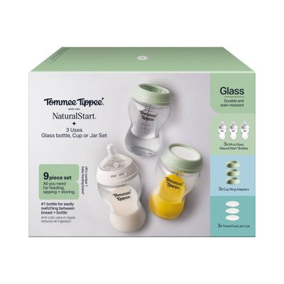Tommee Tippee Natural Start 3-in-1 Glass Bottle Kit - 9oz/3pk