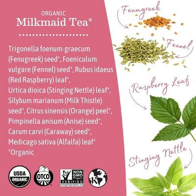 Earth Mama Organic Milkmaid for Lactation and Breast Milk Production Herb Bagged Teas - 16ct