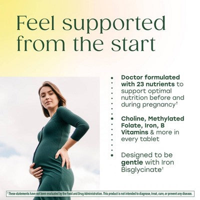 MegaFood Baby & Me 2 Prenatal Multi With Iron, Choline & Methylated Folate Vegetarian Tablets - 60ct