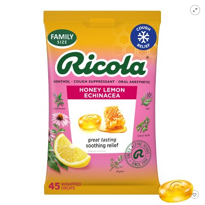 Ricola Honey Lemon with Echinacea Menthol Cough Drops - 45ct