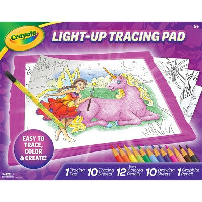 Crayola Light Up Tracing Pad Pink: Creative Drawing Kit for Kids, Includes Colored Pencils & Paper, Toys for Ages 6-8