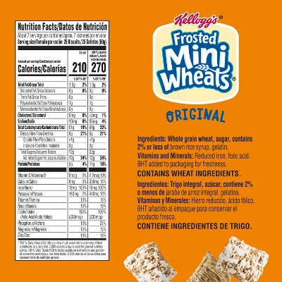 Kellogg's Original Frosted Mini-Wheats Breakfast Cereal - 16oz: Low Fat, Whole Grain