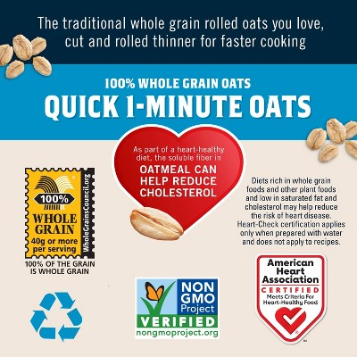 Quaker Whole Grain Quick 1-Minute Oats - 42oz