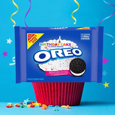 Oreo Birthday Cake Creme Chocolate Sandwich Cookies Size - 17oz