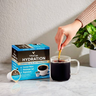 VitaCup Hydration Coffee Pods w/ Electrolytes & Magnesium Medium Roast Coffee - 36ct: Compatible With Keurig, Arabica Beans, Vietnamese, Ethiopian