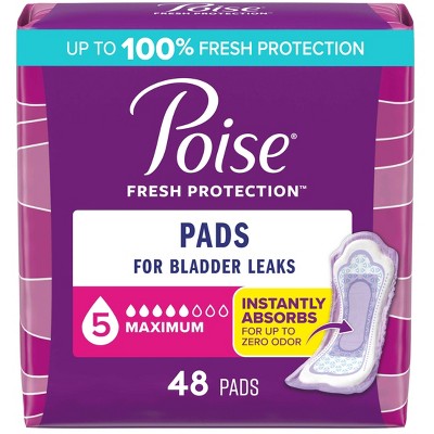 Poise Incontinence Bladder Control & Postpartum Pads - Maximum Absorbency