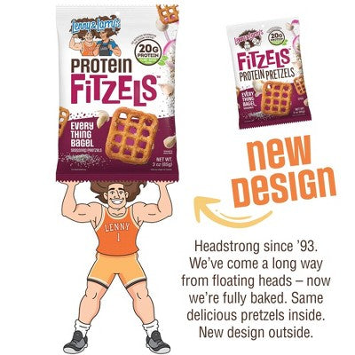 Lenny & Larry's FITZELS Everything Bagel- High Protein Pretzels - Plant Based Protein - 20g Protein - 3oz/8pk