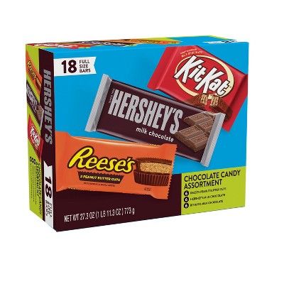 Reese's, Hershey's and Kit Kat Milk Chocolate Candy Bars Variety Pack - 18ct
