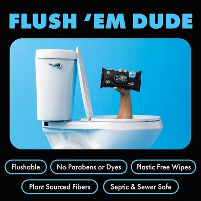 DUDE Wipes Fragrance Free Flushable Personal Wipes for Sensitive Skin - 48ct