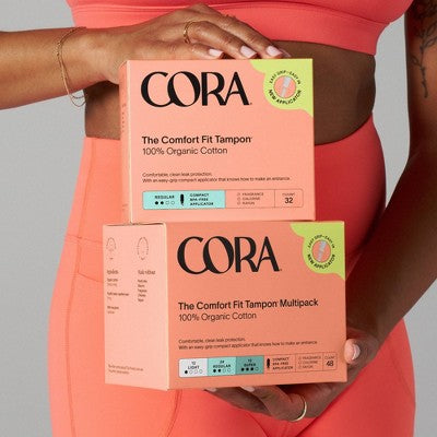 Cora Organic Cotton Tampons Multipack - Light/Regular/Super Absorbency - 48ct