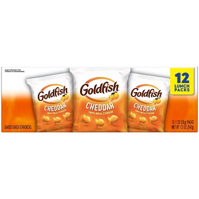 Goldfish Cheddar Crackers Snack Packs - 1oz/12ct: No Artificial Preservatives, No Artificial Flavors, No High Fructose Corn Syrup