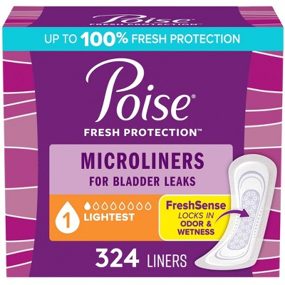 Poise Daily Incontinence Microliners - Lightest Absorbency - 1 Drop - Regular - 54ct