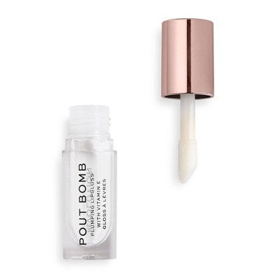 Makeup Revolution Pout Bomb Plumping Gloss - Clear - 0.15 fl oz: Moisturizing, Shine Enhancing, Liquid, Single Container