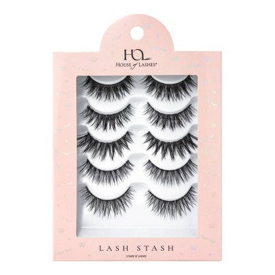 House of Lashes 100% Cruelty-Free Faux Mink Fibers False Eyelashes Set: Black Synthetic Hair, Adhesive Not Included - 5pr