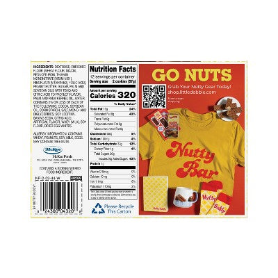 Little Debbie Peanut Butter Nutty Bar - 24.1oz/24ct: Chocolate Coating