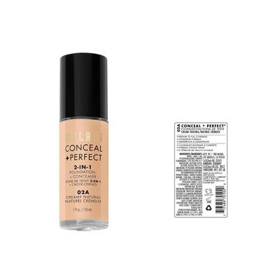 Milani Conceal + Perfect 2-in-1 Foundation + Concealer - 02A Creamy Natural - 1 fl oz