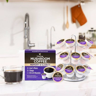 VitaCup Focus Mushroom Coffee Pods for Memory & Clarity Medium Roast Coffee - 32ct