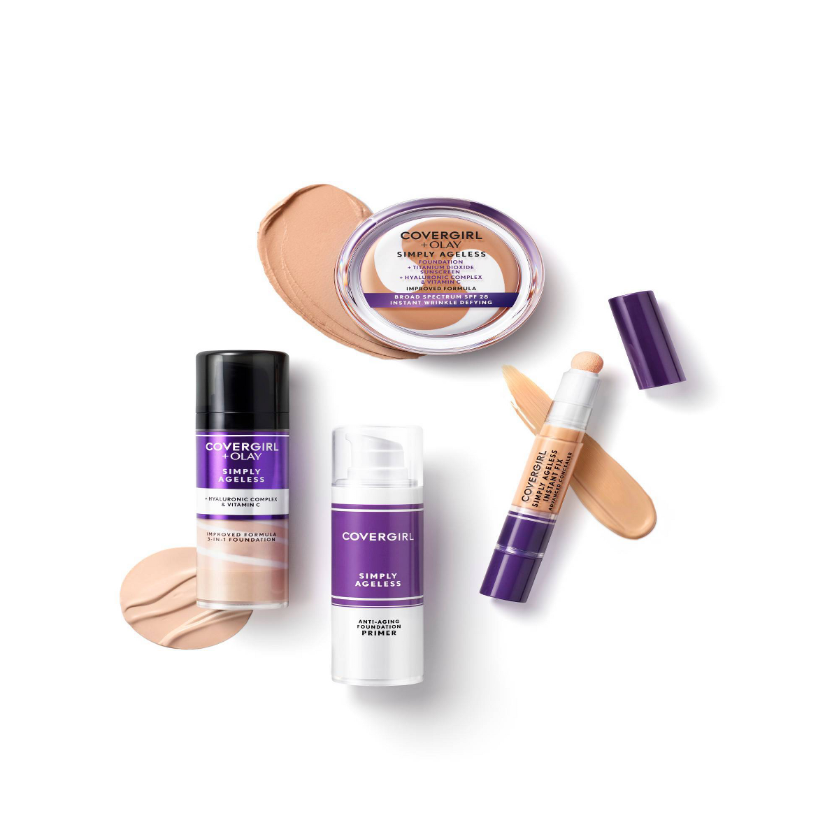 COVERGIRL + Olay Simply Ageless 3-in-1 Liquid Foundation with Hyaluronic Complex + Vitamin C, 232 Nude Beige - 1 fl oz