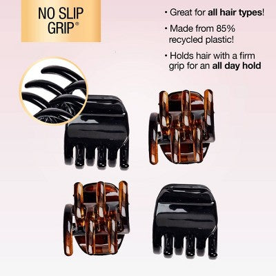 scünci No-Slip Grip Claw Clips - Tortoise/Black - All Hair - 4pcs