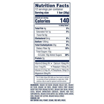 Zbar Chocolate Brownie Soft-Baked Energy Organic Granola Snack Bars - 15.24oz/12ct