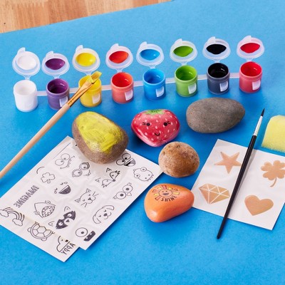Hide & Seek Rock Painting Kit - Creativity for Kids: Paints, Stickers, Rocks, Brush, Craft Activity for Ages 6+