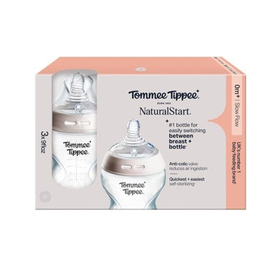 Tommee Tippee Natural Start Slow-Flow Breast-Like Nipple Anti-Colic Baby Bottle - 9oz/3pk