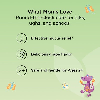 Hyland's Kids Cough & Mucus Syrup, Day & Night Combo Pack - Grape - 8 fl oz: Dye-Free, Paraben-Free, Sugar-Free, Alcohol-Free