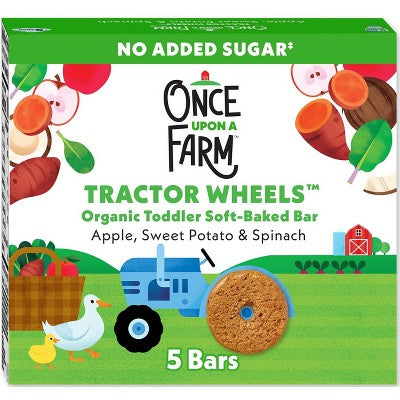 Once Upon a Farm Tractor Wheels Apple Sweet Potato & Spinach Baby Snacks - 3.35oz