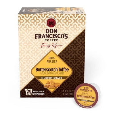 Don Francisco's Butterscotch Toffee Medium Roast Coffee- Single Serve Pod - 24ct: Compatible With Keurig