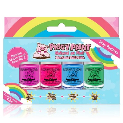 Piggy Paint Non-Toxic Nail Polish Set for Kids' - Stay Positive Rainbow - 0.48 fl oz/4ct
