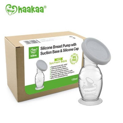 haakaa Breast Pump with Suction Base and Gray Leak-Proof Cap - 5oz