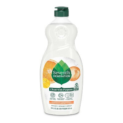 Seventh Generation Lemongrass & Clementine Dish Liquid Soap - 19 fl oz: Dye-Free, Phosphate-Free, Artificial Fragrance-Free