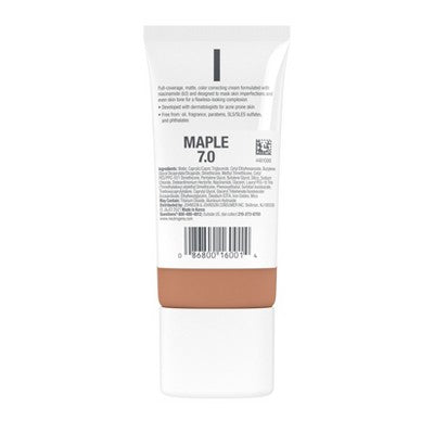 Neutrogena Clear Coverage Flawless Matte Color Correcting Cream, Full-Coverage - 7.0 Maple