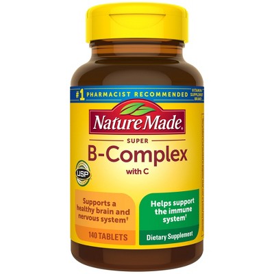 Nature Made Super Vitamin B Complex with Folic Acid + Vitamin C for Immune Support, Tablets, USP Verified - 140ct