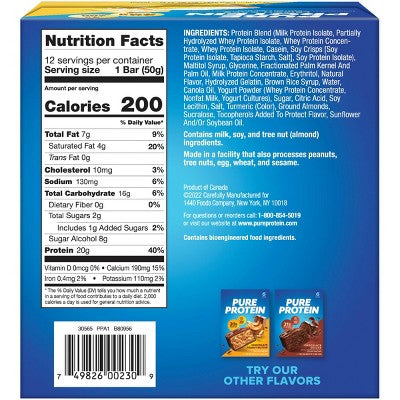 Pure Protein 20g Protein Bar - Lemon Cake - 12ct