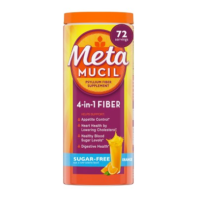 Metamucil Psyllium GLP-1 Friendly Fiber Supplement Sugar Free Powder - Orange - 2.4g Fiber Per Serving - 15oz