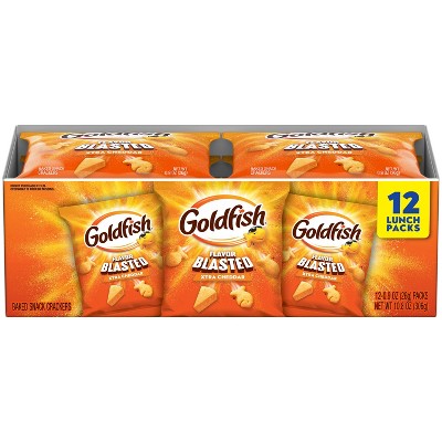 Goldfish Flavor Blasted Crackers Xtra Cheddar Snack Packs - 10.8oz/12ct: No Artificial Preservatives, No Artificial Flavors