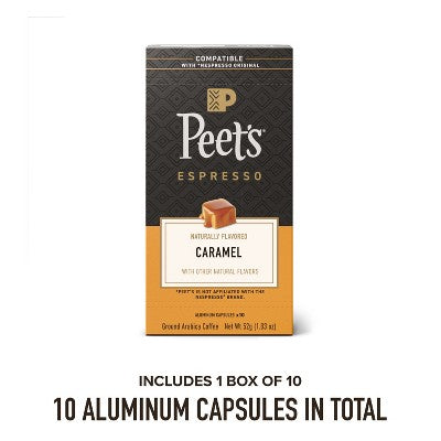 Peet's Coffee Caramel Dark Roast Espresso Capsules - 10ct: Compatible With Nespresso Original Line, Arabica Beans
