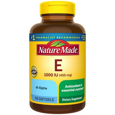 Nature Made Vitamin E 450 mg (1000 IU) dl-Alpha Softgels, USP Verified - 120ct