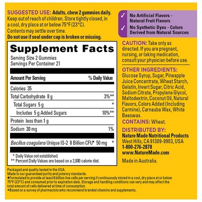 Nature Made Ultra Strength Digestive Probiotic Gummies for Women and Men - Raspberry & Cherry - 42ct