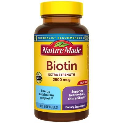 Nature Made Extra Strength Biotin 2500 mcg Softgels, USP Verified -150ct