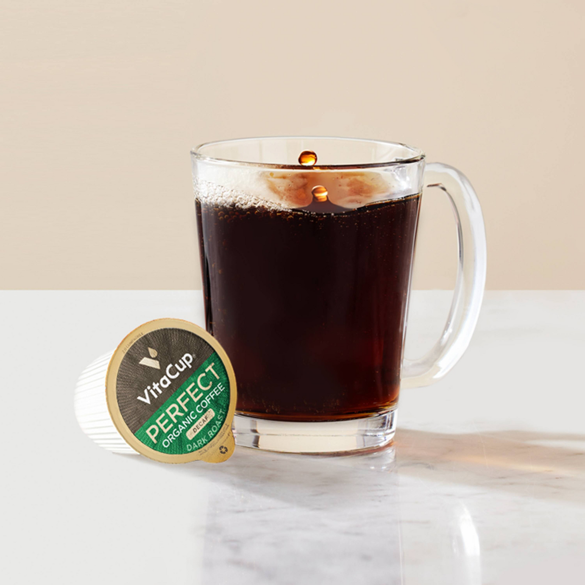 VitaCup Organic Decaf Perfect Dark Roast Low Acid Coffee Pod - 32ct
